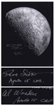 Al Worden & Dave Scott Signed 16 x 20 Photo of the Moon -- Worden Additionally Writes His Famous Quote About Seeing Earth From the Moon